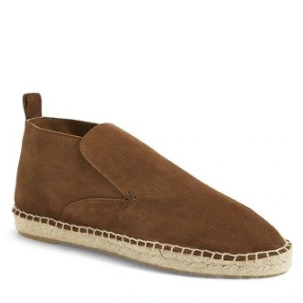 Vince Ronan Soft Unstructured Brown Suede Espadrille Loafer Boots 10 Minimalist